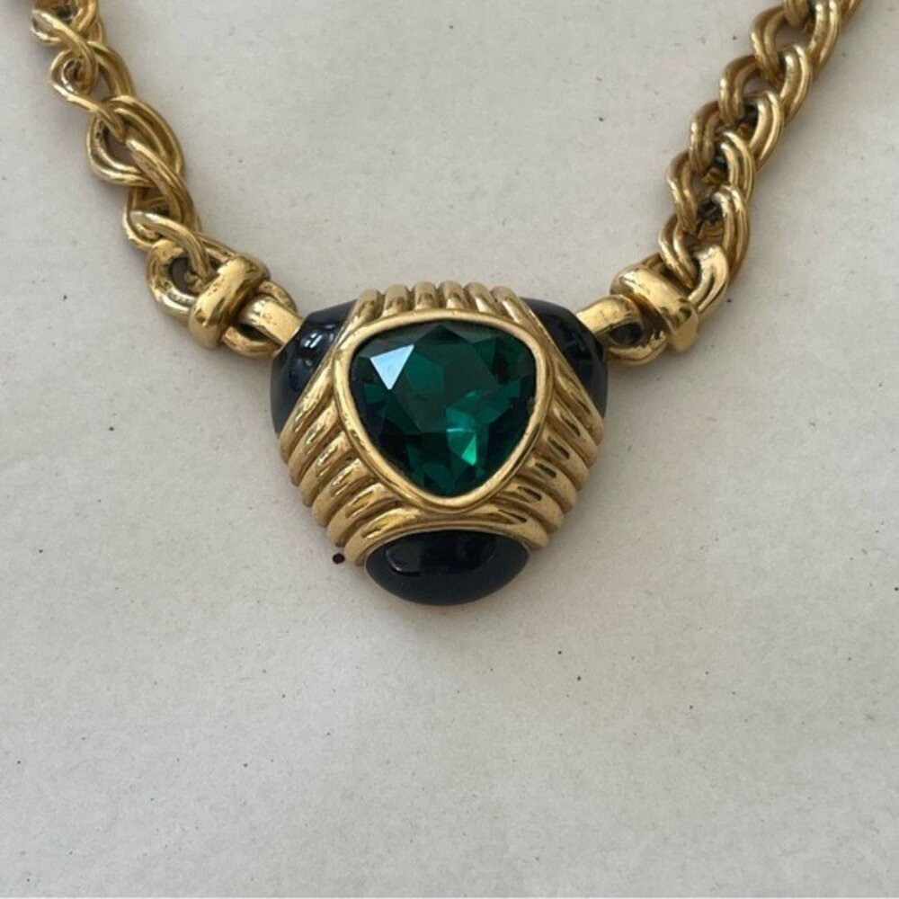 Gorgeous Swarovski Gold and Green Gemstone Necklace
